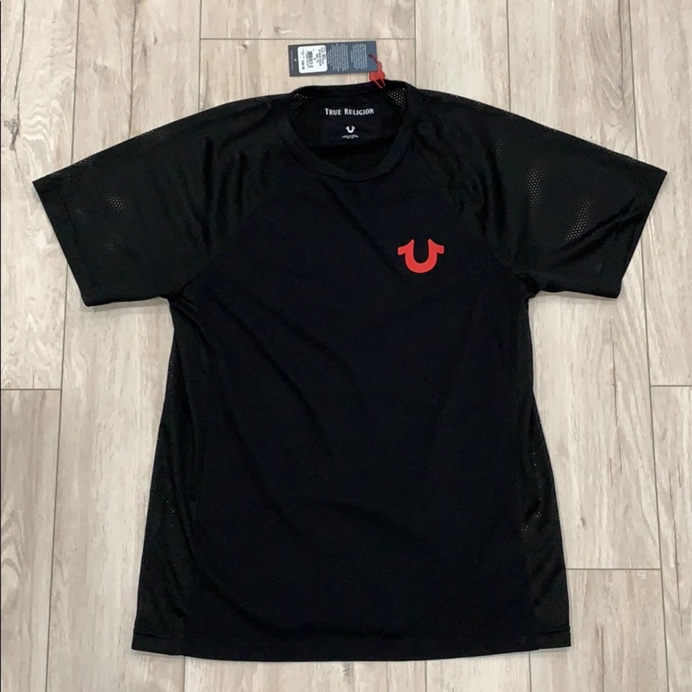 Men’s True Religion Black Mesh Detail Tee